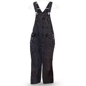 Women’s Black Distressed Denim Overalls Bib Painter Workwear Size 6